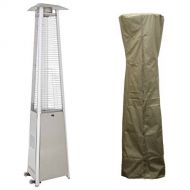 AZ Patio Stainless Steel Commercial Glass Tube Patio Heater HLDS01-CGTSS with 94 Triangular Cover - Camel
