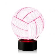 AZALCO 3D Illusion Volleyball Night Light Lamp with 7 Color Change, Touch Black Base, Power by AA Batteries