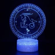 AZALCO 3D Illusion Capricorn Goat Mountain Goat Horned Sea Goat Zodiac Sign Horoscope Night Light Lamp 7...