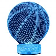 AZALCO 3D Illusion LED Night Lamp Basketball with Built-in Battery