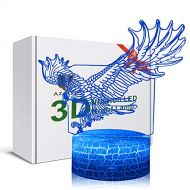 [아마존베스트]3D Illusion Flying Eagle Night Light Lamp 7 Color ChangeTouch White Crack Base AZALCO Birthday Gift