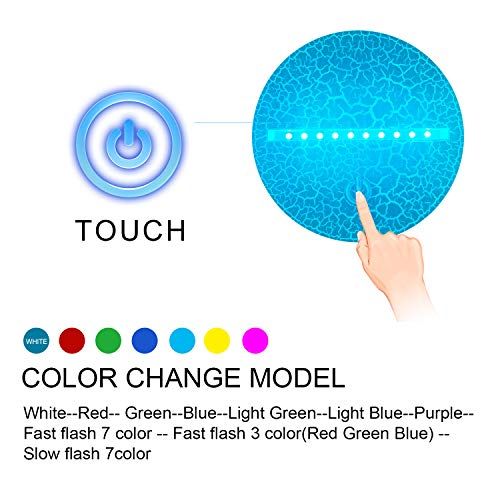  [아마존베스트]3D Illusion Playing Baseball Night Light Lamp 7 Color Change Touch White Crack Base AZALCO Birthday Gift