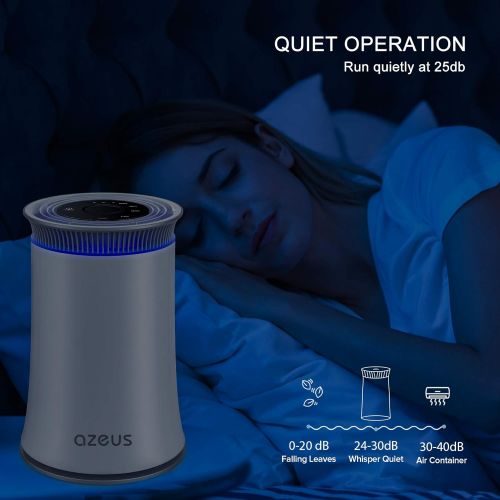  AZEUS Air Purifier for Home Allergies Pets Hair in Bedroom, H13 True HEPA Filter, 25db Filtration System Cleaner Odor Eliminators, Ozone Free, Remove 99.97% Dust Smoke Pollen