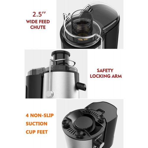  [아마존베스트][ Unique Version] AZEUS Centrifugal Juicer Machines, Juice Extractor with Germany-Made 163 Chopping Blades (Titanium Reinforced) & 2-Layer Centrifugal Bowl, High Juice Yield, Easy