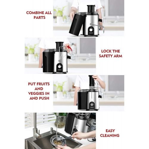  [아마존베스트][ Unique Version] AZEUS Centrifugal Juicer Machines, Juice Extractor with Germany-Made 163 Chopping Blades (Titanium Reinforced) & 2-Layer Centrifugal Bowl, High Juice Yield, Easy