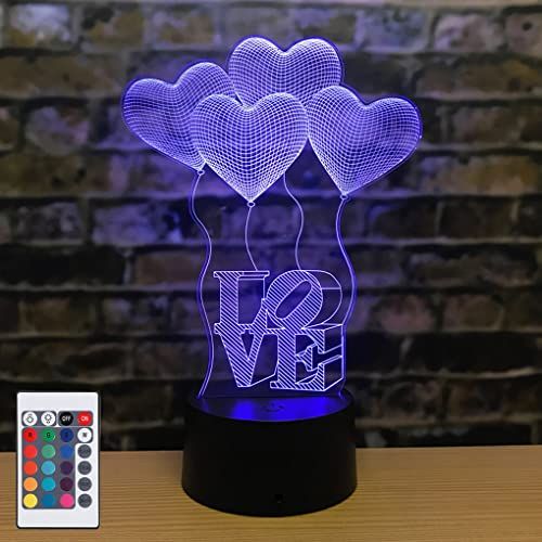  [아마존베스트]AZIMOM 3D Illusion Lamp Love Heart Night light 7Colors Changing Smart Touch Sensor Optical Illusion Bedside Lamps Bedroom Home Decoration Kids Boys & Girls Women Birthday Gifts