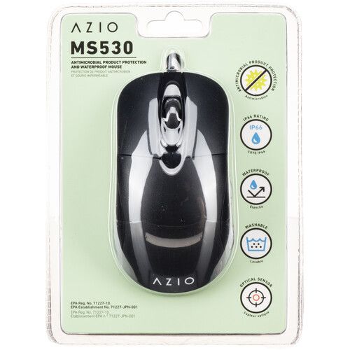  AZIO Spill-Resistant Wired Mouse With Antimicrobial Protection