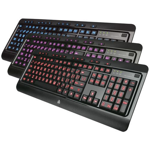  AZIO KB505U Large Print Tri-Color LED USB Keyboard