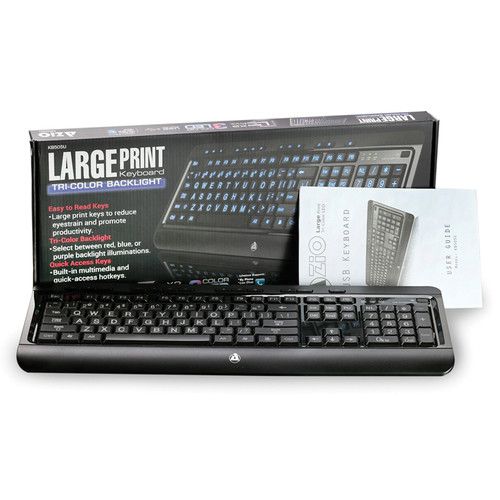  AZIO KB505U Large Print Tri-Color LED USB Keyboard