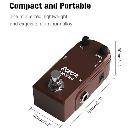  AZOR AP311 Spring Reverb Guitar Effect Pedal with True Bypass Aluminium alloy case