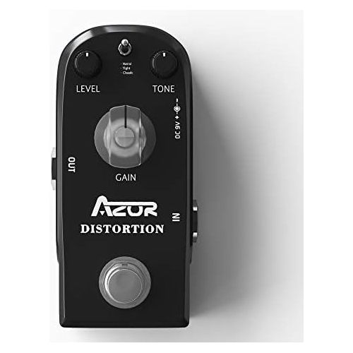  AZOR Distortion Guitar Pedal Effect 3 Modes Natural,Tight,Classic with True Bypass Black AP-302