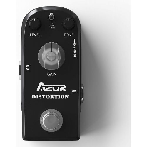  AZOR Distortion Guitar Pedal Effect 3 Modes Natural,Tight,Classic with True Bypass Black AP-302