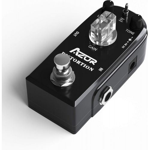  AZOR Distortion Guitar Pedal Effect 3 Modes Natural,Tight,Classic with True Bypass Black AP-302