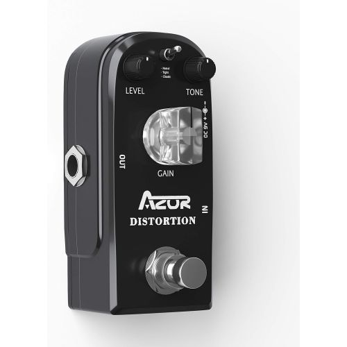  AZOR Distortion Guitar Pedal Effect 3 Modes Natural,Tight,Classic with True Bypass Black AP-302