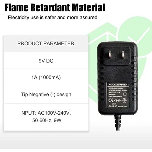  AZOR Pedal Power Supply Adapter with 5 Way Daisy Chain Cables Fit for 9V DC 1A (1000mA) Negative Tip Guitar Effect Pedal