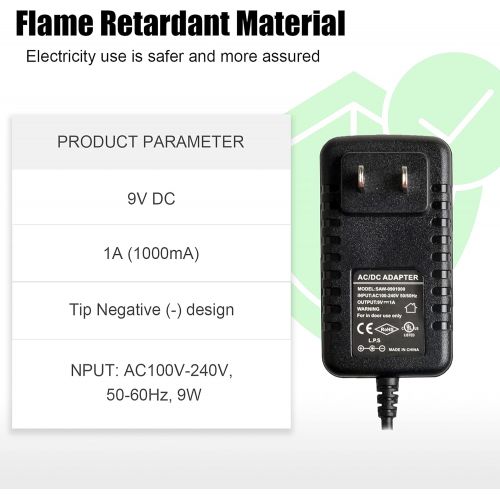  AZOR Pedal Power Supply Adapter with 5 Way Daisy Chain Cables Fit for 9V DC 1A (1000mA) Negative Tip Guitar Effect Pedal