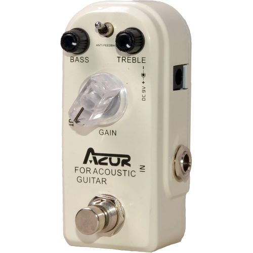  AZOR Acoustic Guitar Effect Pedal with True Bypass for Acoustic Guitar Super Mini White AP318