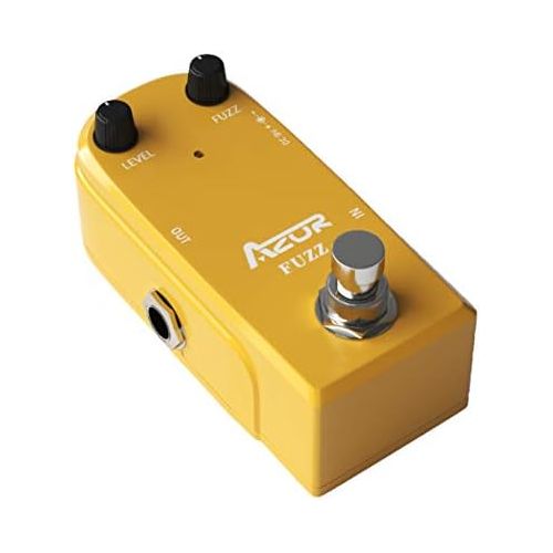  AZOR Vintage Fuzz Guitar Effect Pedal with True Bypass Mini Pedal Yellow AP-310