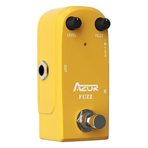  AZOR Vintage Fuzz Guitar Effect Pedal with True Bypass Mini Pedal Yellow AP-310