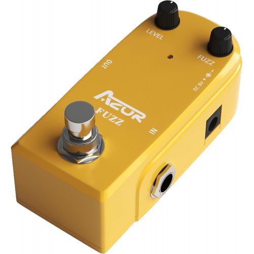  AZOR Vintage Fuzz Guitar Effect Pedal with True Bypass Mini Pedal Yellow AP-310