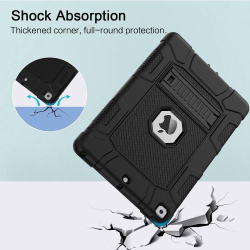  [아마존베스트]Azzsy iPad 8th Generation Case, iPad 7th Generation Case, iPad 10.2 2020/2019 Case, Slim Heavy Duty Shockproof Rugged High Impact Protective Case for iPad 10.2 inch 2020/2019,Black