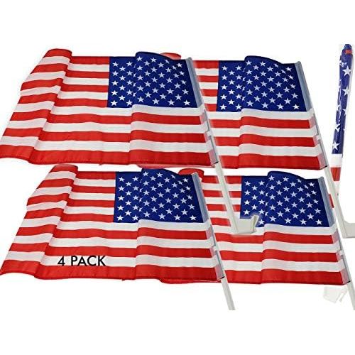  Aaco US Flag American Patriotic Car Window Clip USA Flag (4 Pack) 19 x 11