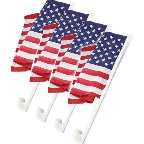  Aaco US Flag American Patriotic Car Window Clip USA Flag (4 Pack) 19 x 11