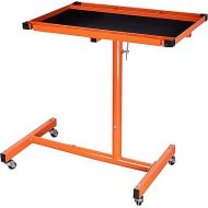 Aain® L018A Heavy-Duty Adjustable Work Table with Wheels, Mechanic Tray,Mobile Rolling Tool Table, Orange