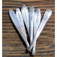 Aandkaccents Set of 6 Silver Plate Hand Stamped Herb Markers