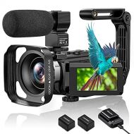 4K Video Camera Camcorder, Aasonida Vlogging Camera Ultra HD 48MP WiFi YouTube Recorder with IR Night Vision Touch Screen, Digital Camera with Stabilizer, Lens Hood, Mic, 2 Batteri