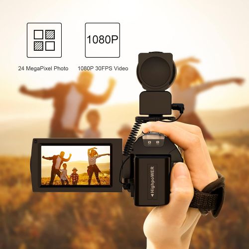  [아마존베스트]Video Camera Camcorder for YouTube, Aasonida Digital Vlogging Camera FHD 1080P 30FPS 24MP 16X Digital Zoom 3.0 Inch 270° Rotation Screen Video Recorder with Microphone, Remote Cont