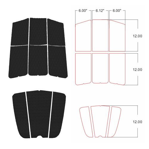  ABAHUB 9 Piece Surf Deck Traction Pad Premium EVA with Tail Kicker 3M Adhesive for Surfboard Longboard Shortboard Funboard Fish Skimboard BlackBlueGrayWhite