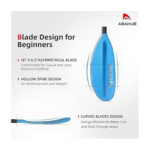  Abahub 1 x Carbon Kayak Paddles, 90.5 Inches Kayaking Oars for Boating, Canoeing with Free Paddle Leash, Carbon Fiber Shaft Black/Blue/Green/Orange/Yellow/White/Red Plastic Blades