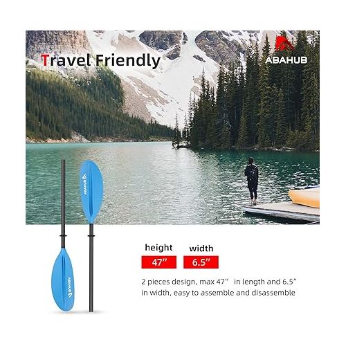  Abahub 1 x Carbon Kayak Paddles, 90.5 Inches Kayaking Oars for Boating, Canoeing with Free Paddle Leash, Carbon Fiber Shaft Black/Blue/Green/Orange/Yellow/White/Red Plastic Blades