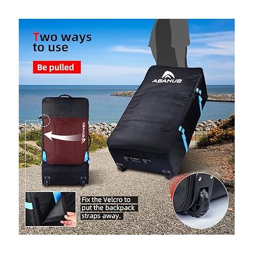  Abahub Premium iSUP Bag with Wheels, Travel Carrying Backpack for Inflatable Stand Up Paddleboards, Paddle Board Accessories