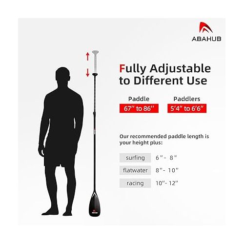  Abahub Carbon SUP Paddles, 1 x 3 Section Adjustable 67