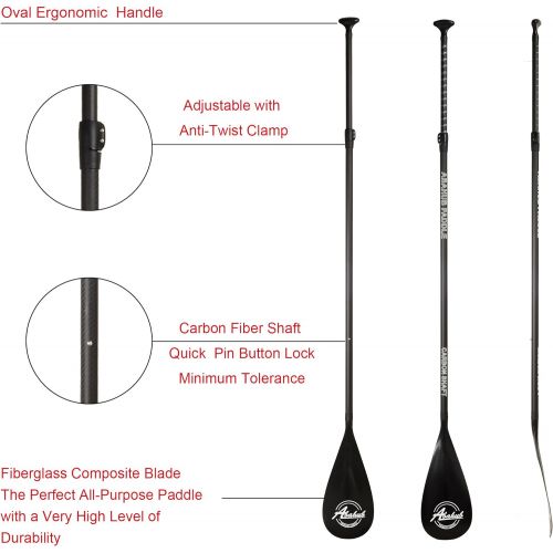  [아마존베스트]Abahub 3-Piece Adjustable Carbon Fiber SUP Paddle Carbon Shaft + Carrying Bag for Stand Up Paddleboard