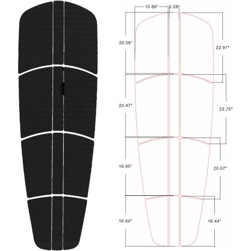  [아마존베스트]ABAHUB 12 Piece Surf SUP Deck Traction Pad Premium EVA with Tail Kicker 3M Adhesive for Paddleboard Longboard Surfboard Black/Blue/Gray/White