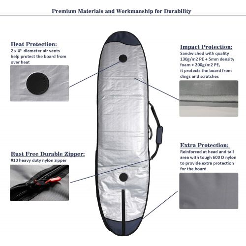 Abahub Premium Surfboard Travel Bag, SUP Cover, Stand-up Paddle Board Carrying Bags for Outdoor, 60, 66, 70, 76, 80, 86, 90, 96, 100