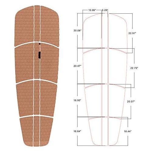  Abahub 12 Piece Surf SUP Deck Traction Pad Premium EVA with Tail Kicker 3M Adhesive for Paddleboard Longboard Surfboard Black/Blue/Gray/Navy Blue/Orange/White