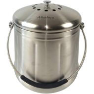 Abakoo Compost Bin 304 Stainless Steel Kitchen Composter Waste Pail Indoor Countertop Kitchen Recycling Bin Pail - Includes 2 Charcoal Filters Clean & Odor Free (1.8 Gallon)