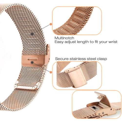  Abanen for Garmin Venu 2 Plus / Venu Sq/ Venu Watch Band, 20mm Quick Release Metal Mesh Stainless Steel Wristband Strap for Garmin Vivoactive 3,Vivomove Sport(Rose Gold)