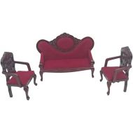 Abaodam 3pcs Tiny Furniture Miniature Furniture Red Wood Sofa Set Miniature Sofa Holiday Deer Figurines Sylvanian Family Furniture Mini Furniture Mini House Furniture Sofa Cover Wooden