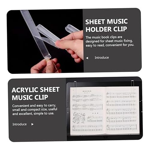  Abaodam Page Holder 1 Pair Page Folder Bookend Sheet Music Folder Clip Acrylic Music Book Clip Acrylic Music Music Folder Sheet Music Music Stand Music Stand Music Folder