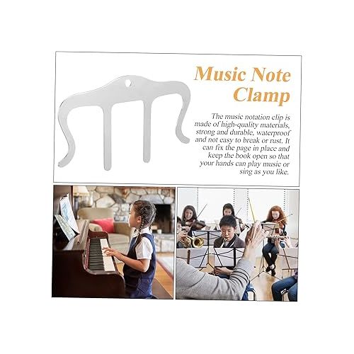  Abaodam Metal Sheet Music Holder Music Book Clip Page Portable Book Stand Page Clips Music Note Clamp Music Holder Clip Metal Memo Clip M- Shape Music Book Clip Paper Clip Piano Iron