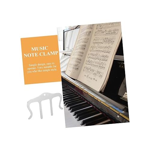  Abaodam Metal Sheet Music Holder Music Book Clip Page Portable Book Stand Page Clips Music Note Clamp Music Holder Clip Metal Memo Clip M- Shape Music Book Clip Paper Clip Piano Iron