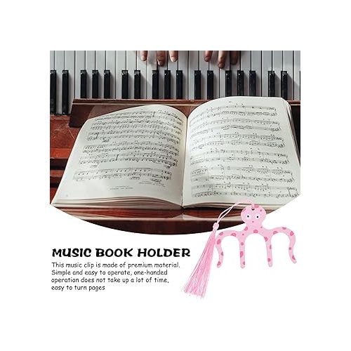  Abaodam 3pcs Music Book Clip Carton Octopus Pattern Music Stand Clips Sheet Page Holder Metal Music Book Holders for Pianos Musicians Cookbook Reading Pink