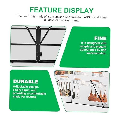  Abaodam 1set Music Stand Music Stand Folder Holder for Desk Tablet Holder for Desk Household Music Stand Reading Book Holder Music Score Holder Rubber Portable Reading Shelf Child