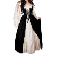 Abaowedding Womenss Medieval Renaissance Costume Cosplay Chemise and Over Dress