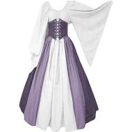 할로윈 용품Abaowedding Womens Renaissance Medieval Costumes Dress Trumpet Sleeves Gothic Retro Gown